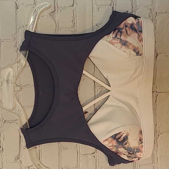 Citrine Glow Blue Floral White Sport Athleisure Bra Size XL - Picture 1 of 4